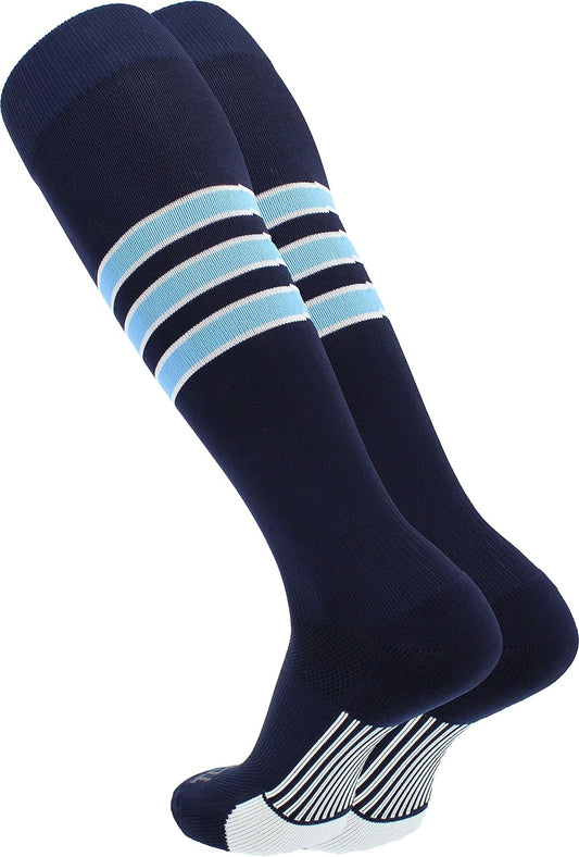 Baseball & Softball Socks | USA Made Dugout Series Striped | over the Calf | Sizing for Youth Boys, Girls, Men, & Women'S