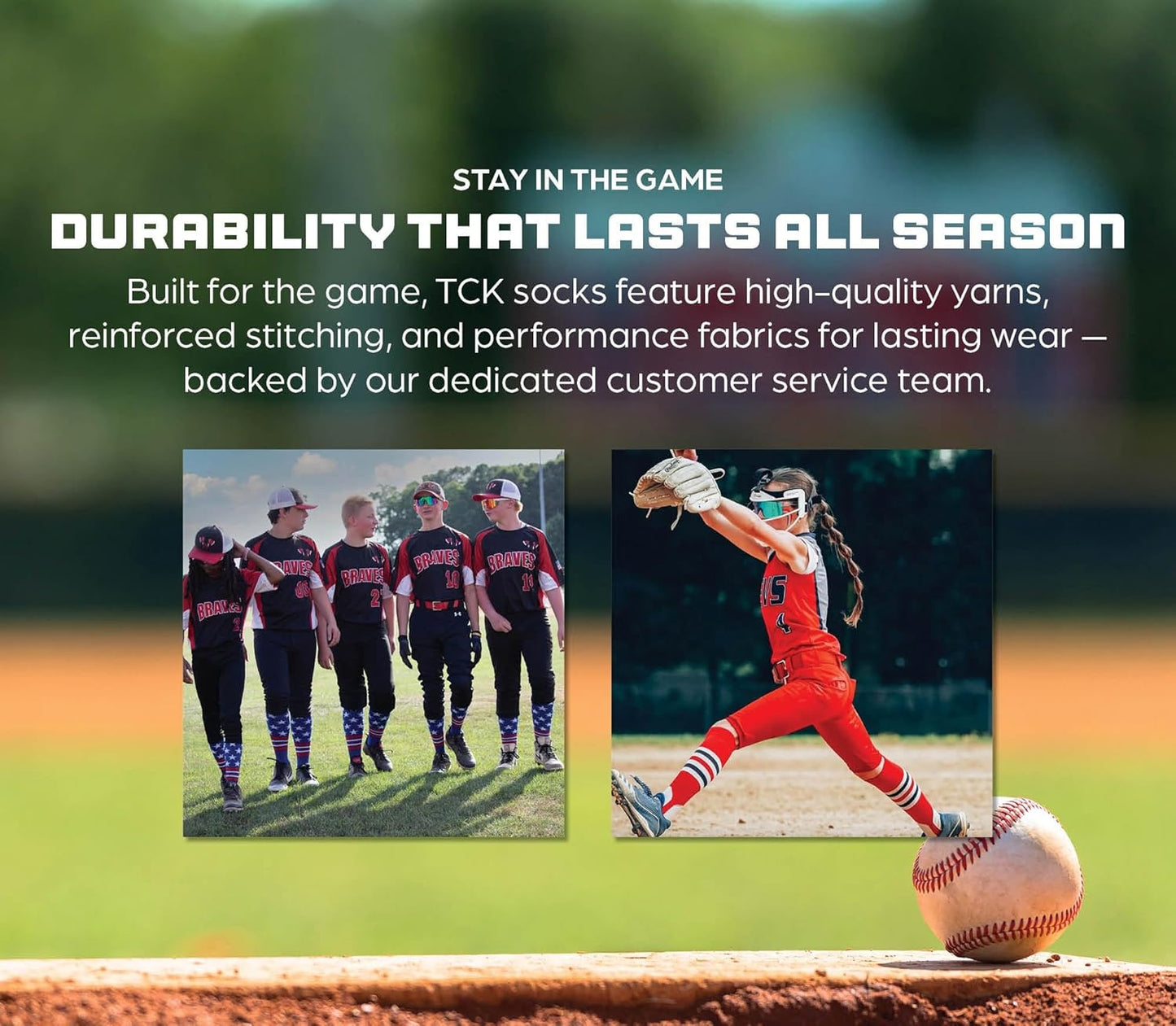 Baseball & Softball Socks | USA Made Dugout Series Striped | over the Calf | Sizing for Youth Boys, Girls, Men, & Women'S